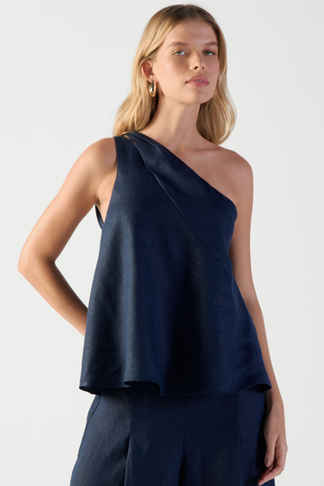 Blusa de Linho Azul Navy Brunella em linho