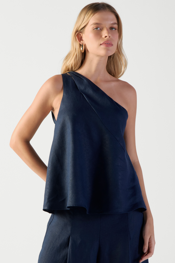 Blusa de Linho Azul Navy Brunella