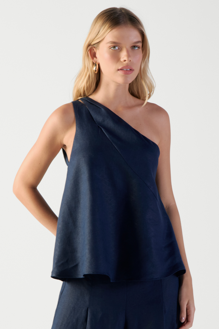 Blusa de Linho Azul Navy Brunella