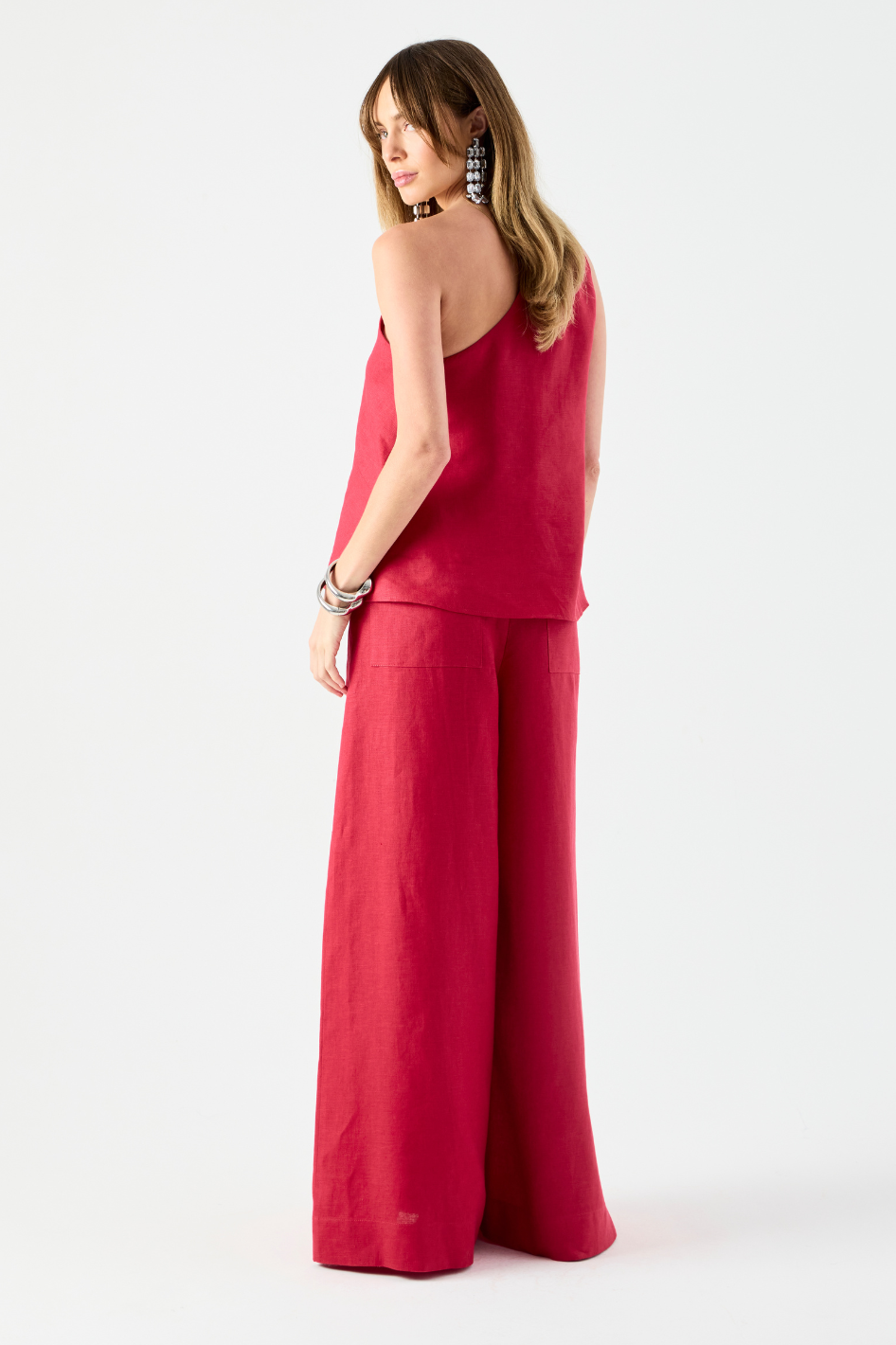 Blusa de Linho Vermelho Rouge Brunella