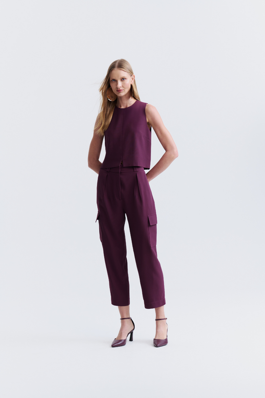 Calça Cargo de Alfaiataria Berinjela Diana