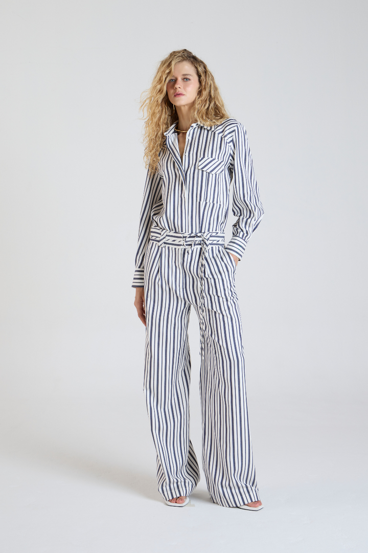 Calça Shantal Listras Azul Marinho