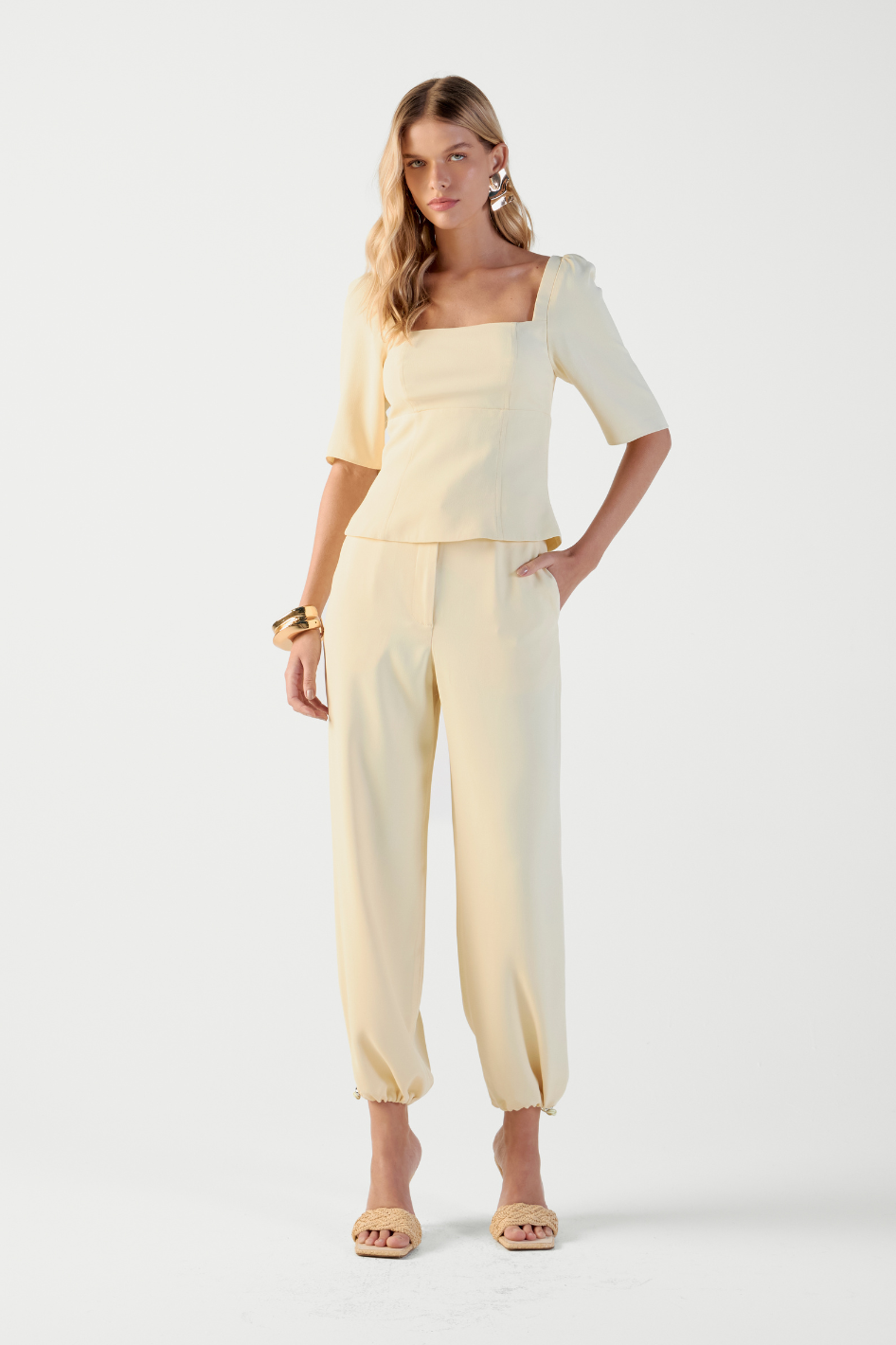 Calça de Alfaiataria Amarelo Manteiga Samara