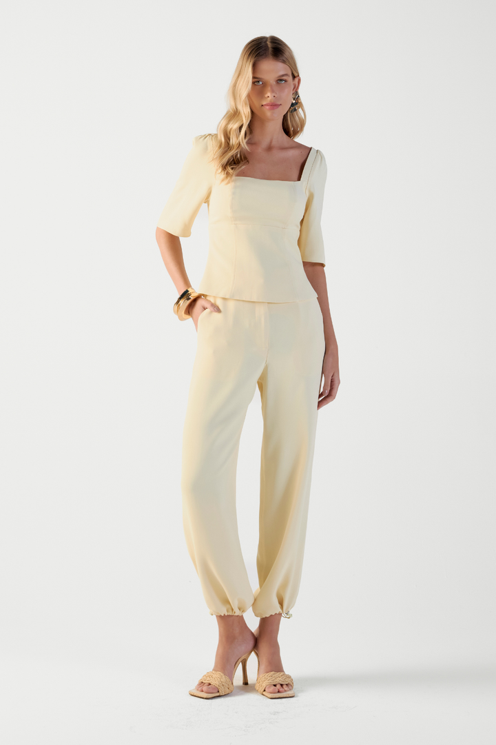 Calça de Alfaiataria Amarelo Manteiga Samara