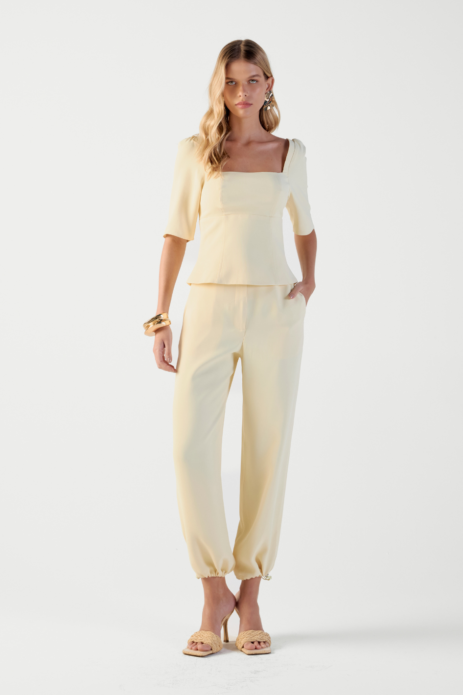 Calça de Alfaiataria Amarelo Manteiga Samara