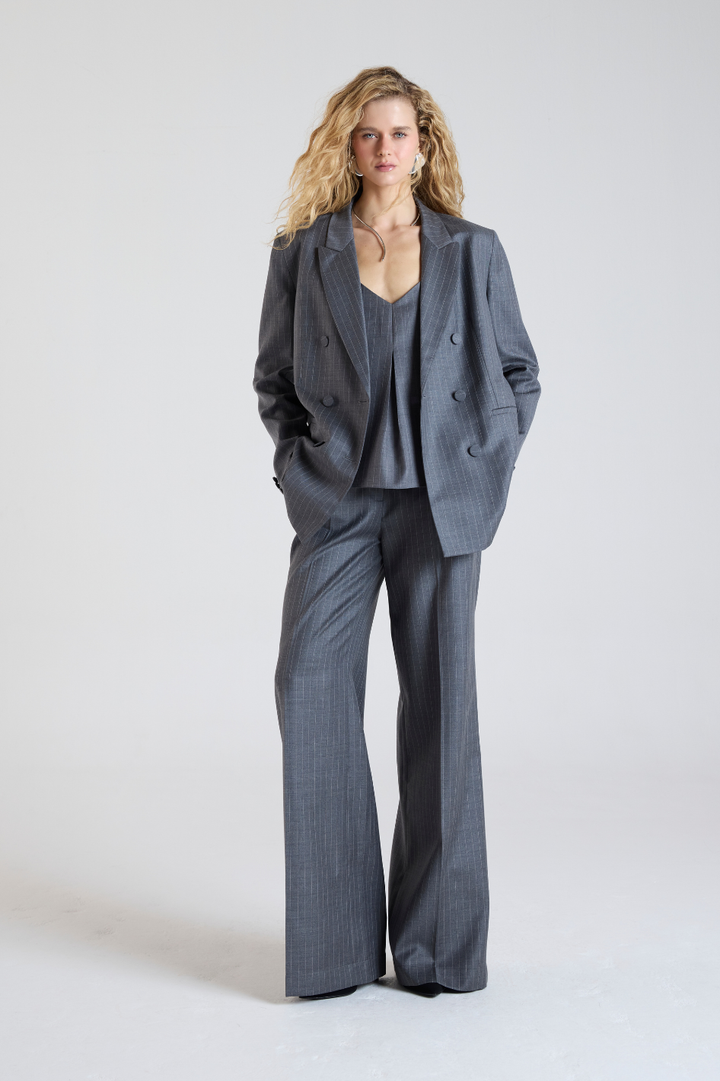 Calça de Alfaiataria Antonia Cinza Claro