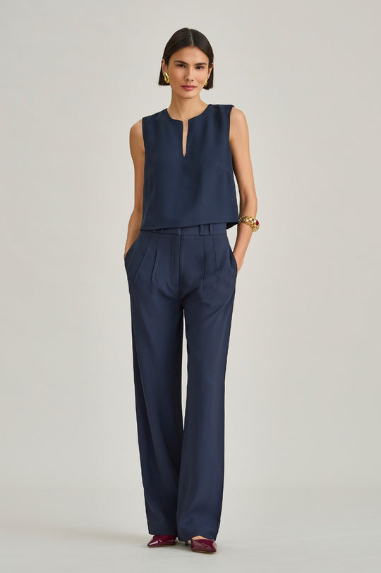 Calça de Alfaiataria Azul Marinho Luiza