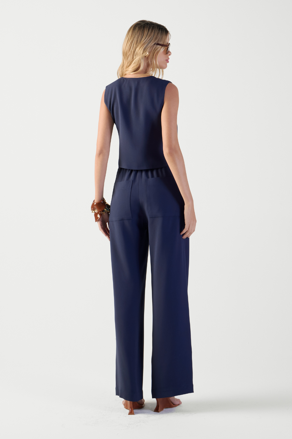 Calça de Alfaiataria Azul Profundo Lua