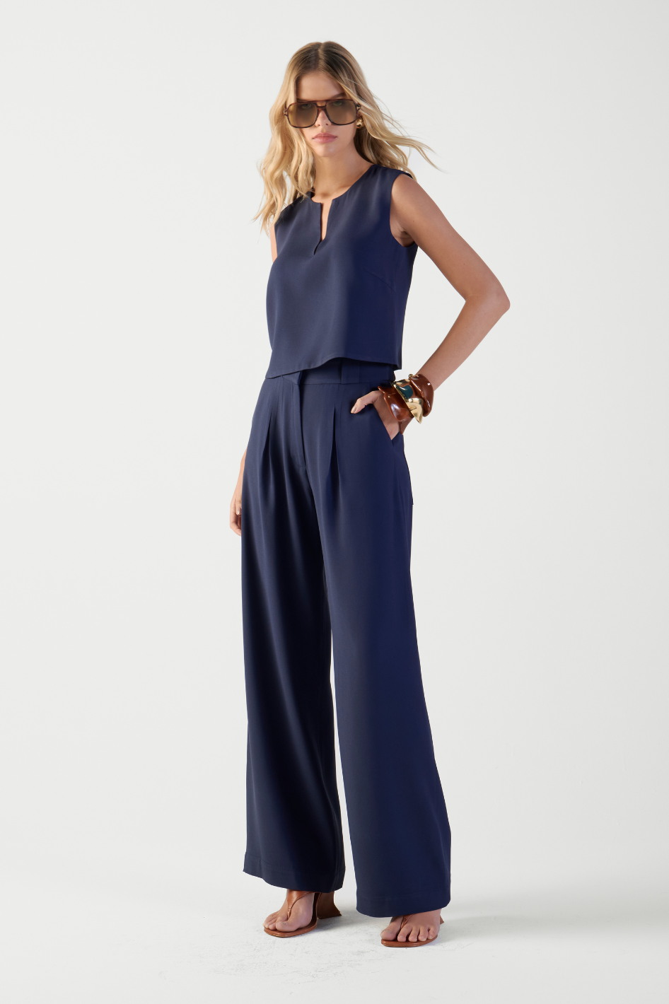 Calça de Alfaiataria Azul Profundo Lua