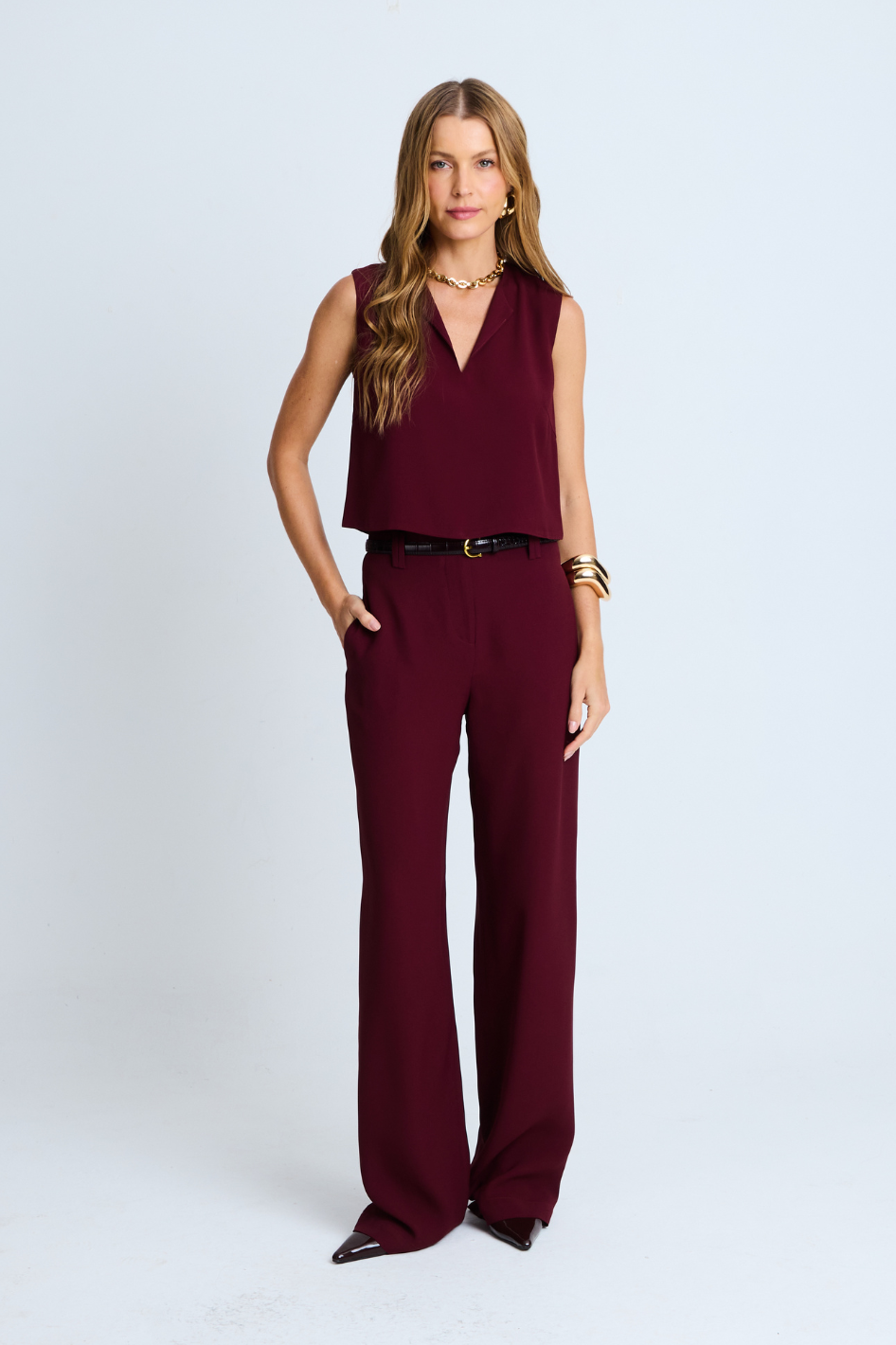 Calça de Alfaiataria Cinthia Wine
