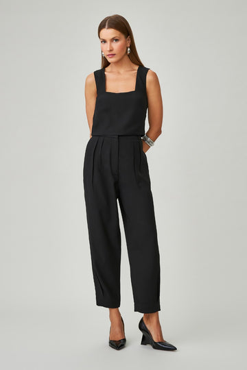 Calça de Alfaiataria Cleo Preta em crepe de acetato
