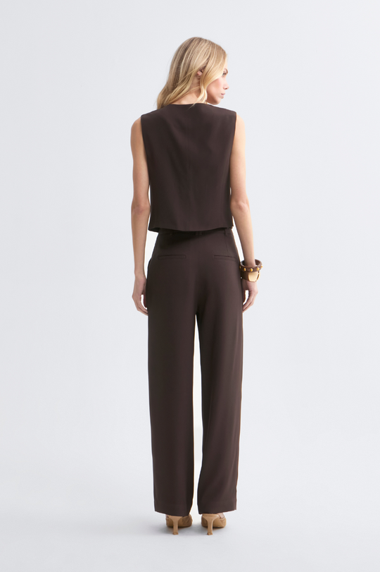 Calça de Alfaiataria Lari Marrom Café