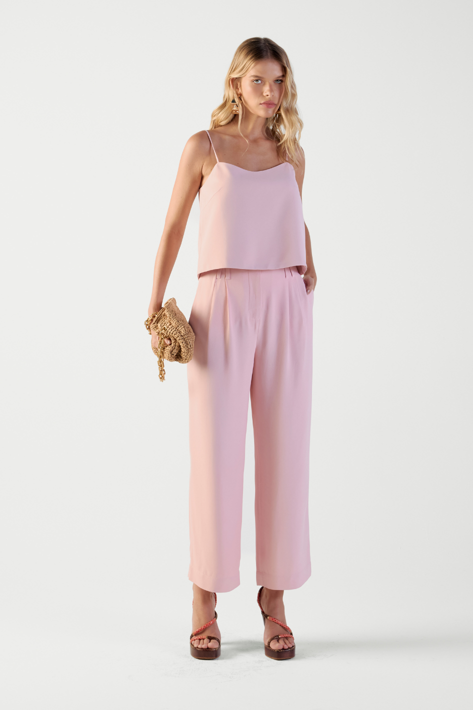 Calça de Alfaiataria Lari Rosa Light