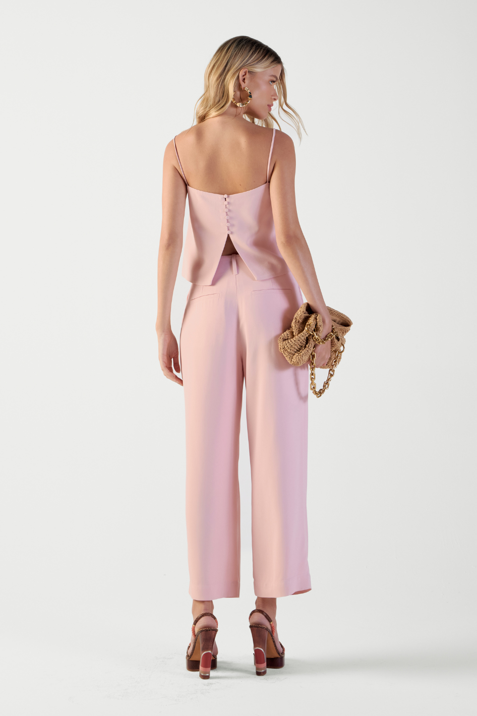 Calça de Alfaiataria Lari Rosa Light