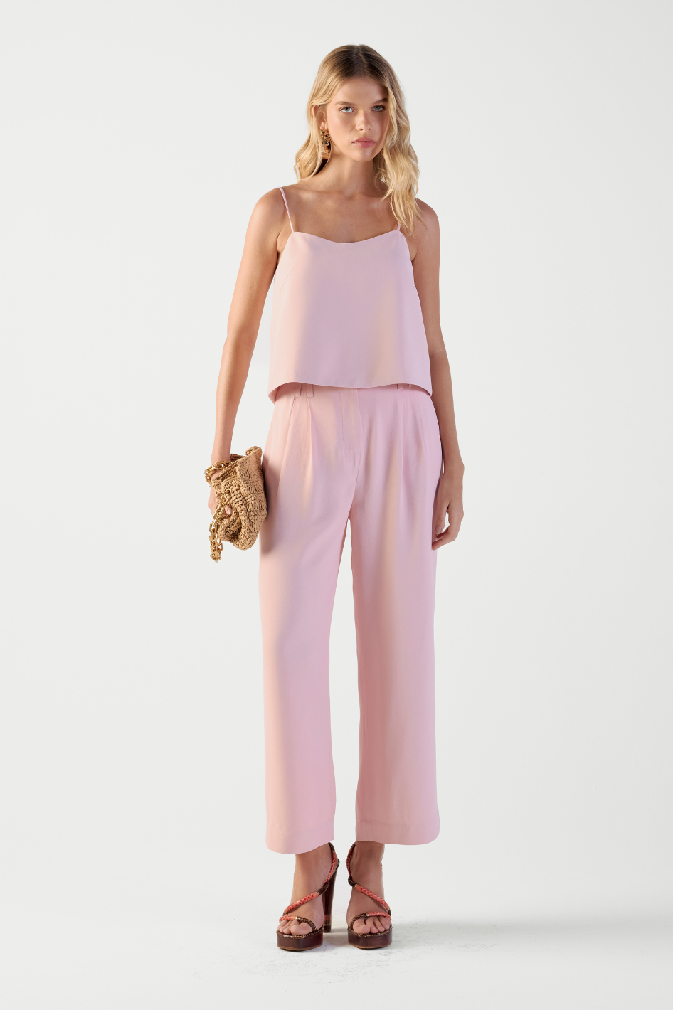 Calça de Alfaiataria Lari Rosa Light