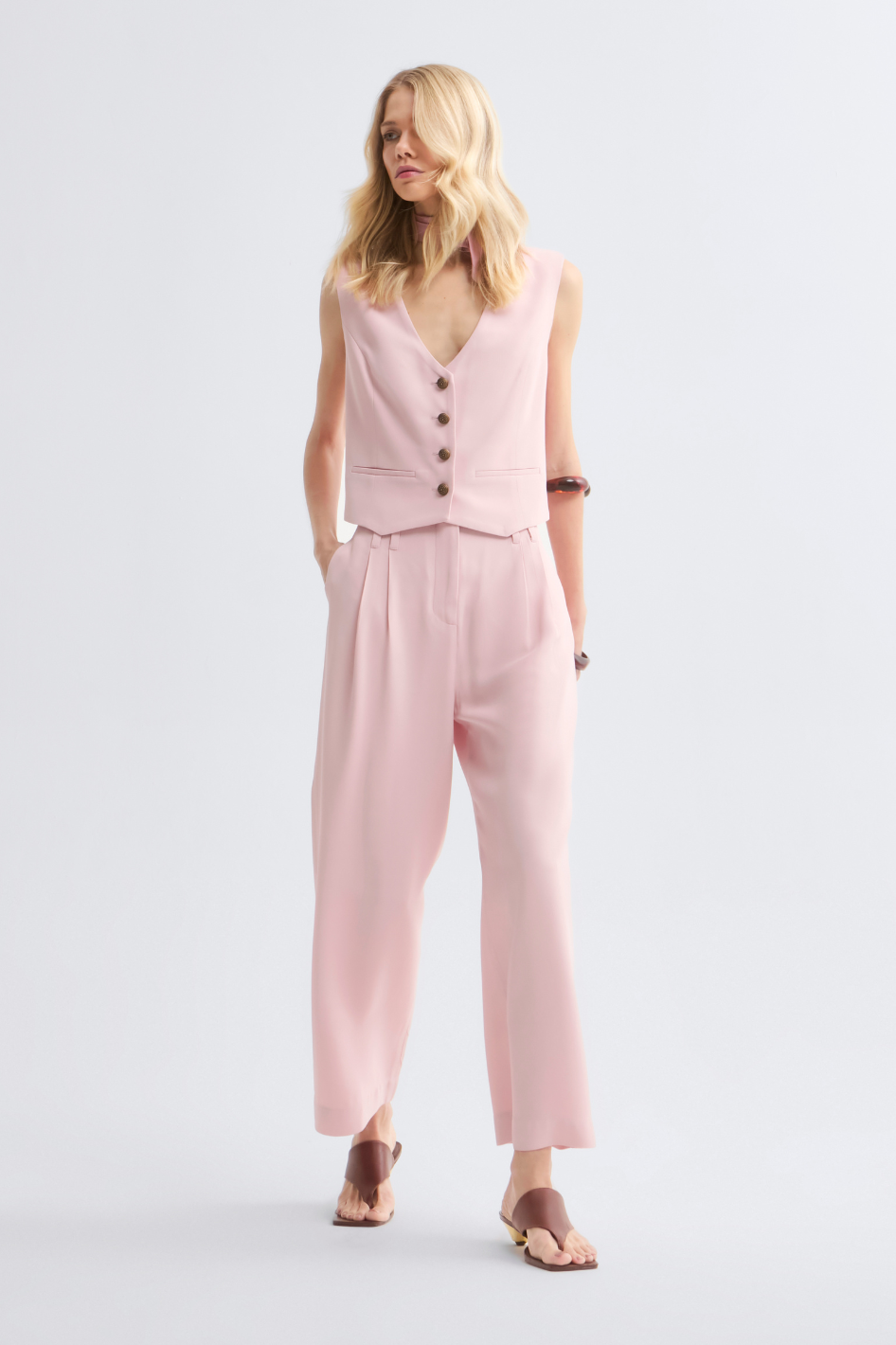 Calça de Alfaiataria Lari Rosa Light