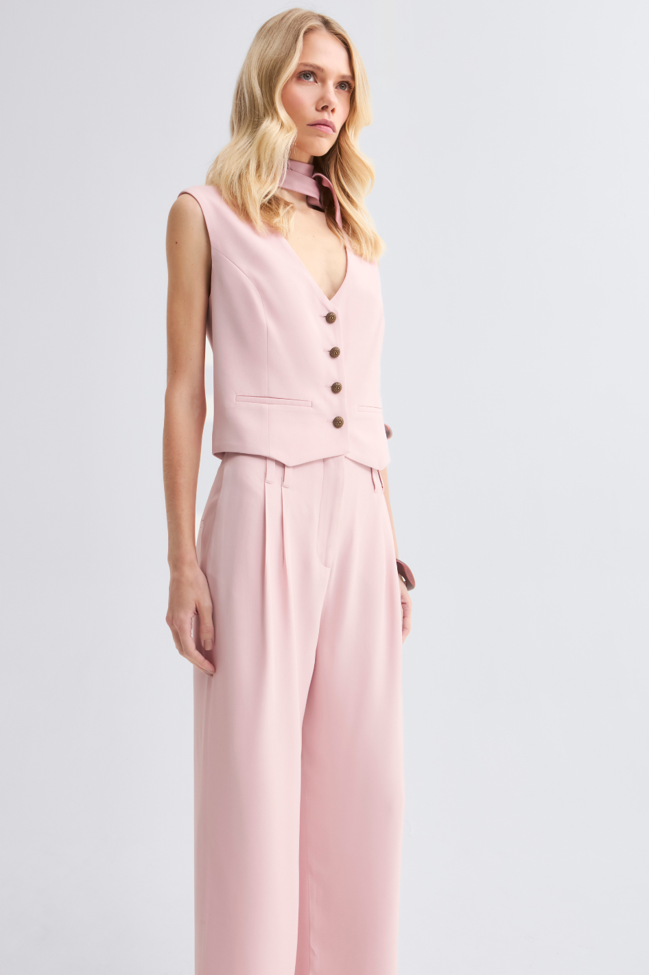 Calça de Alfaiataria Lari Rosa Light