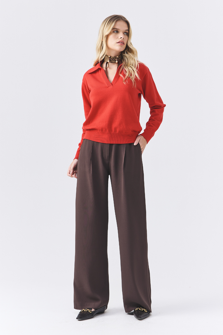 Calça de Alfaiataria Lua Marrom Café