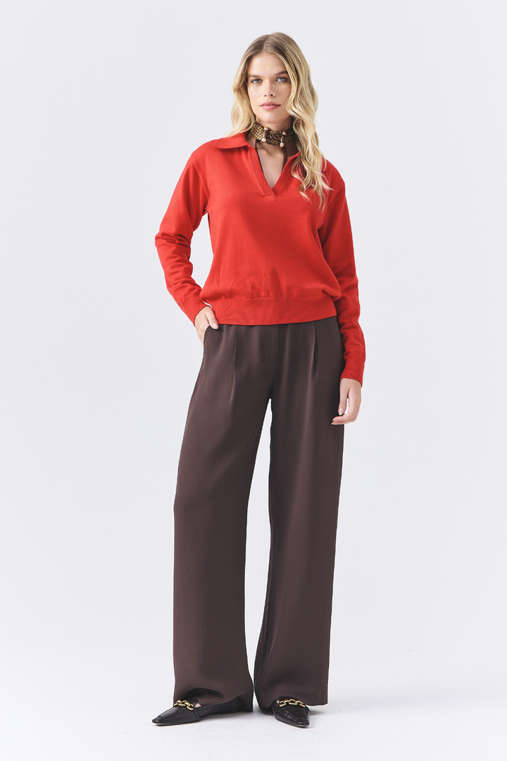 Calça de Alfaiataria Lua Marrom Café