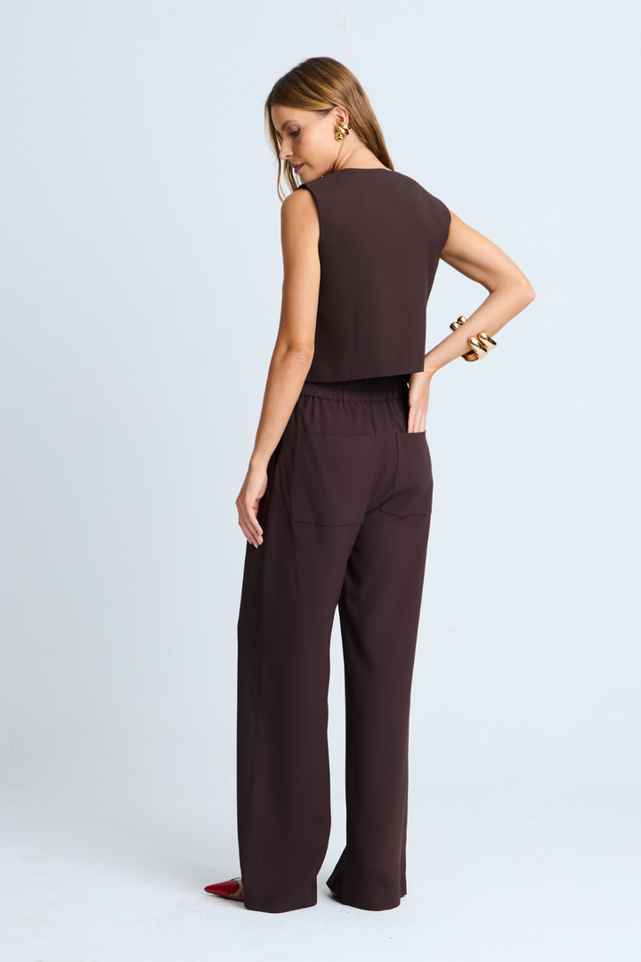 Calça de Alfaiataria Lua Marrom Café