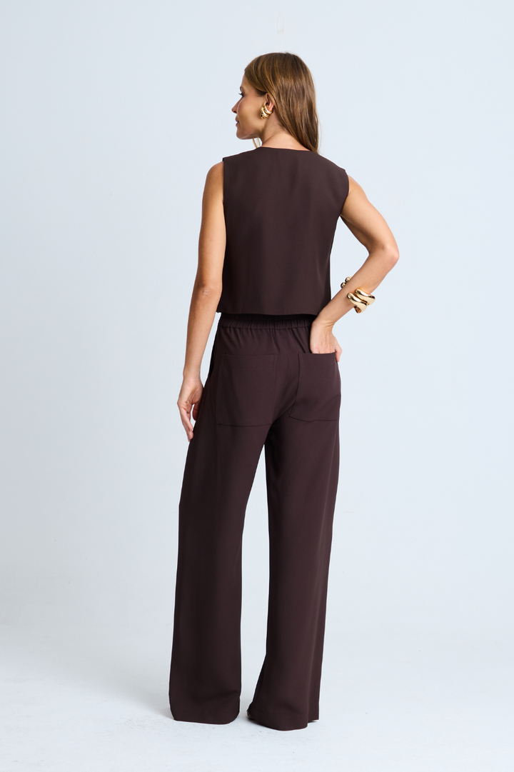 Calça de Alfaiataria Lua Marrom Café