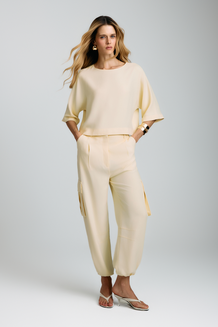 Calça de Alfaiataria Magda Amarelo Creme