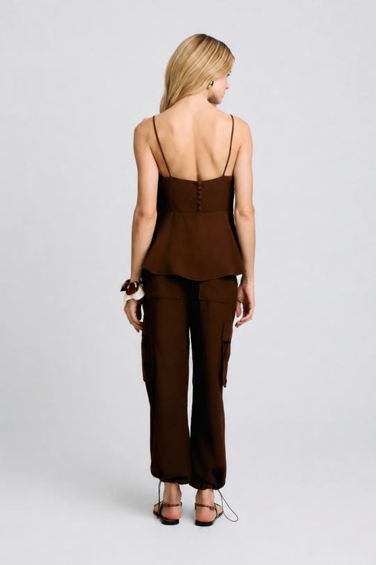 Calça de Alfaiataria Magda Marrom Cacau