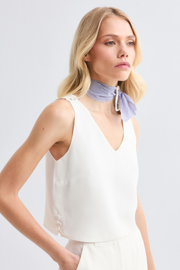 Blusa de Alfaiataria New Off White Luiza em acetato modelagem reta