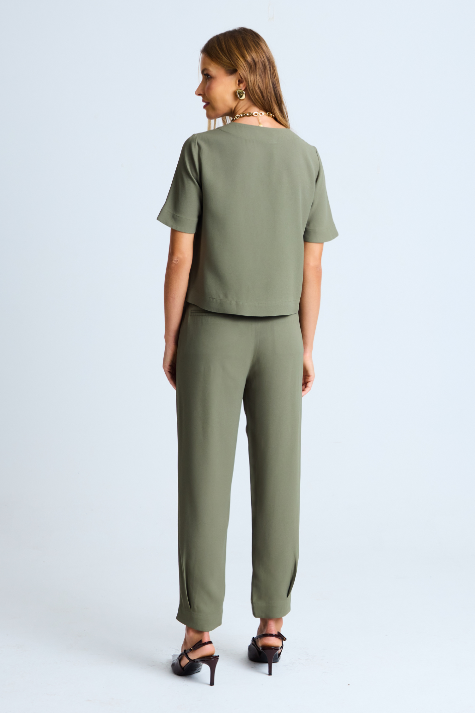 Calça de Alfaiataria Olivia Verde Militar