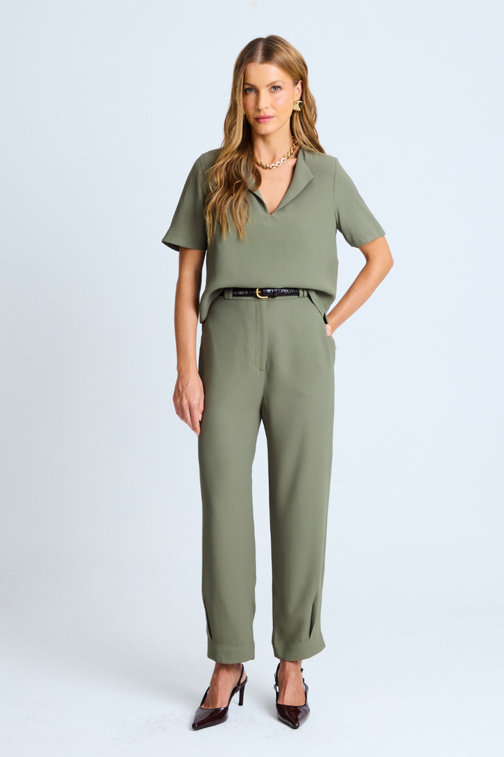 Calça de Alfaiataria Olivia Verde Militar