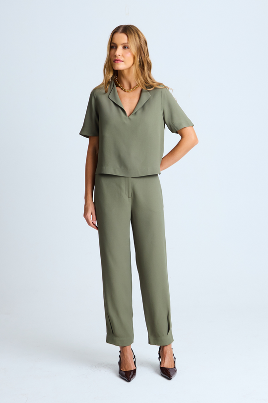 Calça de Alfaiataria Olivia Verde Militar
