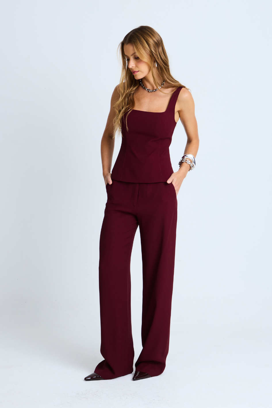 Calça de Alfaiataria Sara Wine