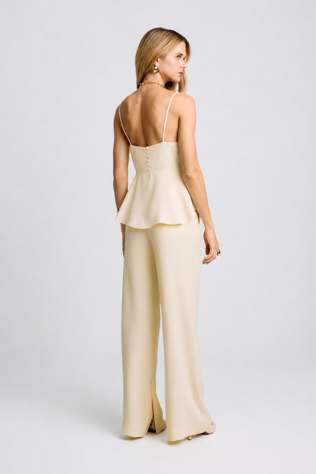 Calça de Alfaiataria Sarita Amarelo Creme