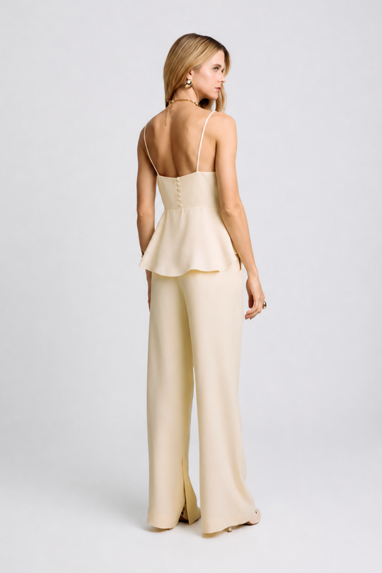 Calça de Alfaiataria Sarita Amarelo Creme