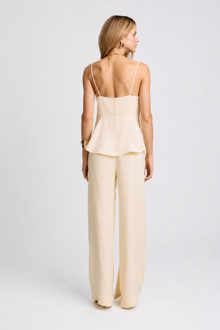 Calça de Alfaiataria Sarita Amarelo Creme
