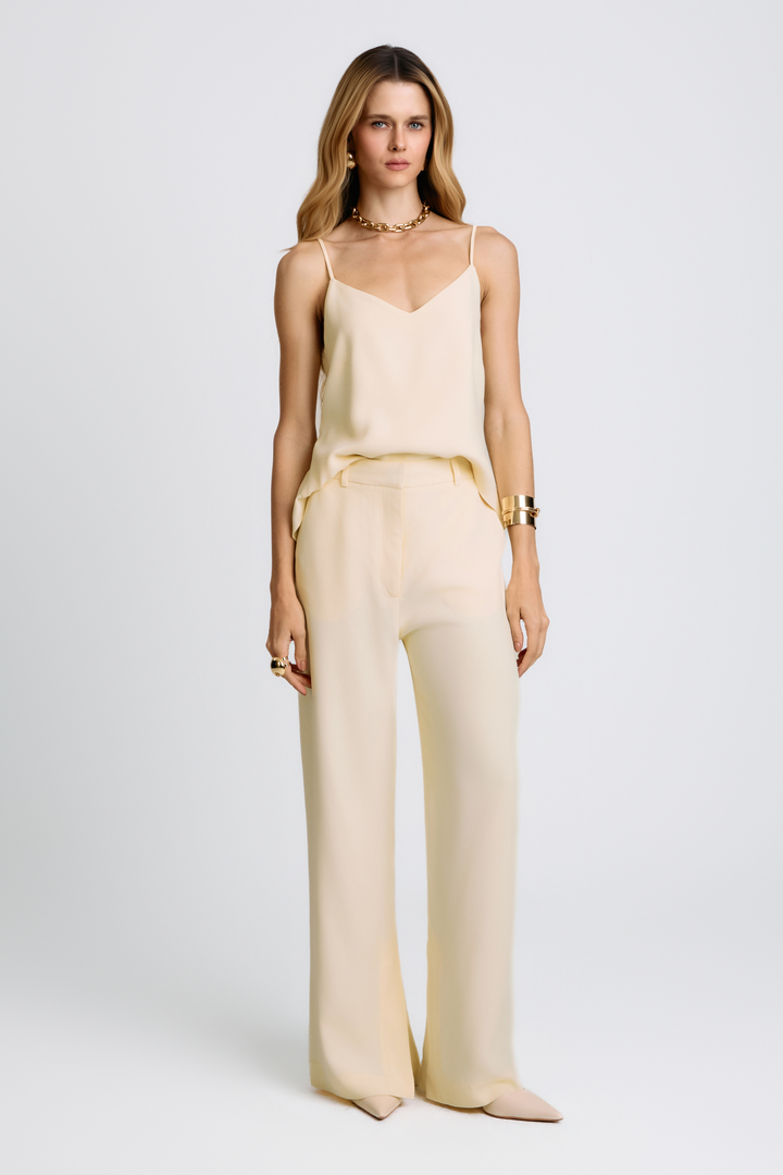 Calça de Alfaiataria Sarita Amarelo Creme