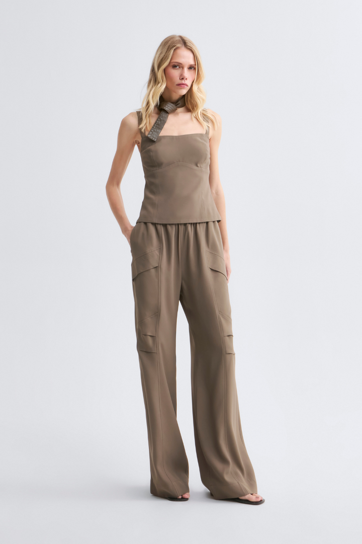 Calça de Alfaiataria Verde Vintage Maria Julia