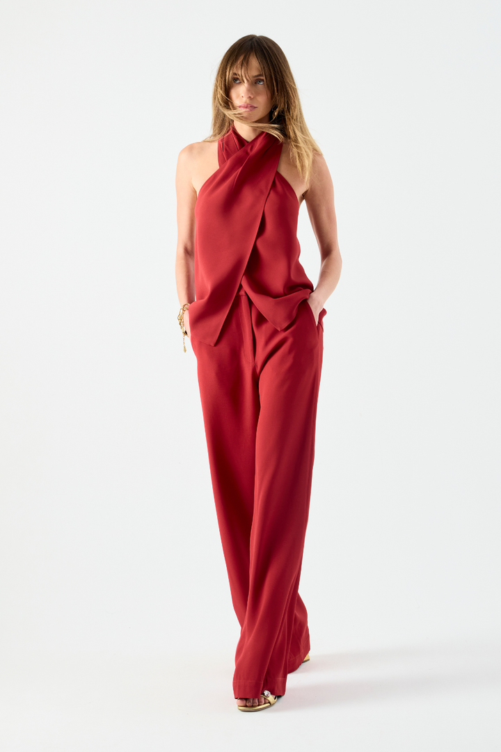 Calça de Alfaiataria Vermelho Cereja Clara