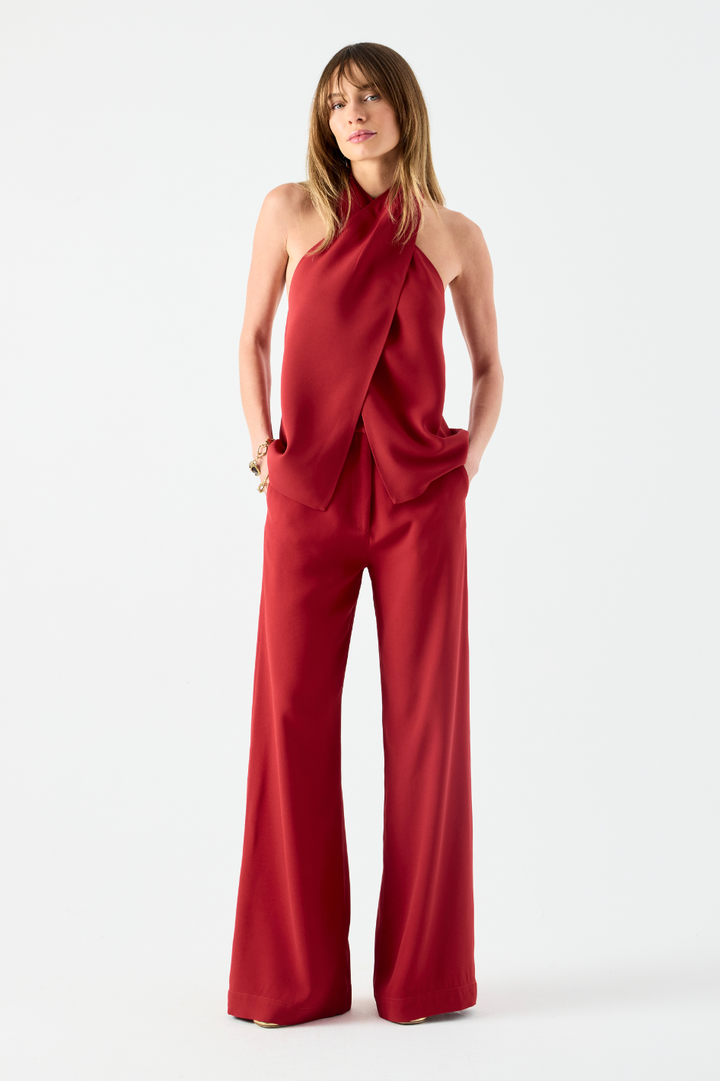 Calça de Alfaiataria Vermelho Cereja Clara