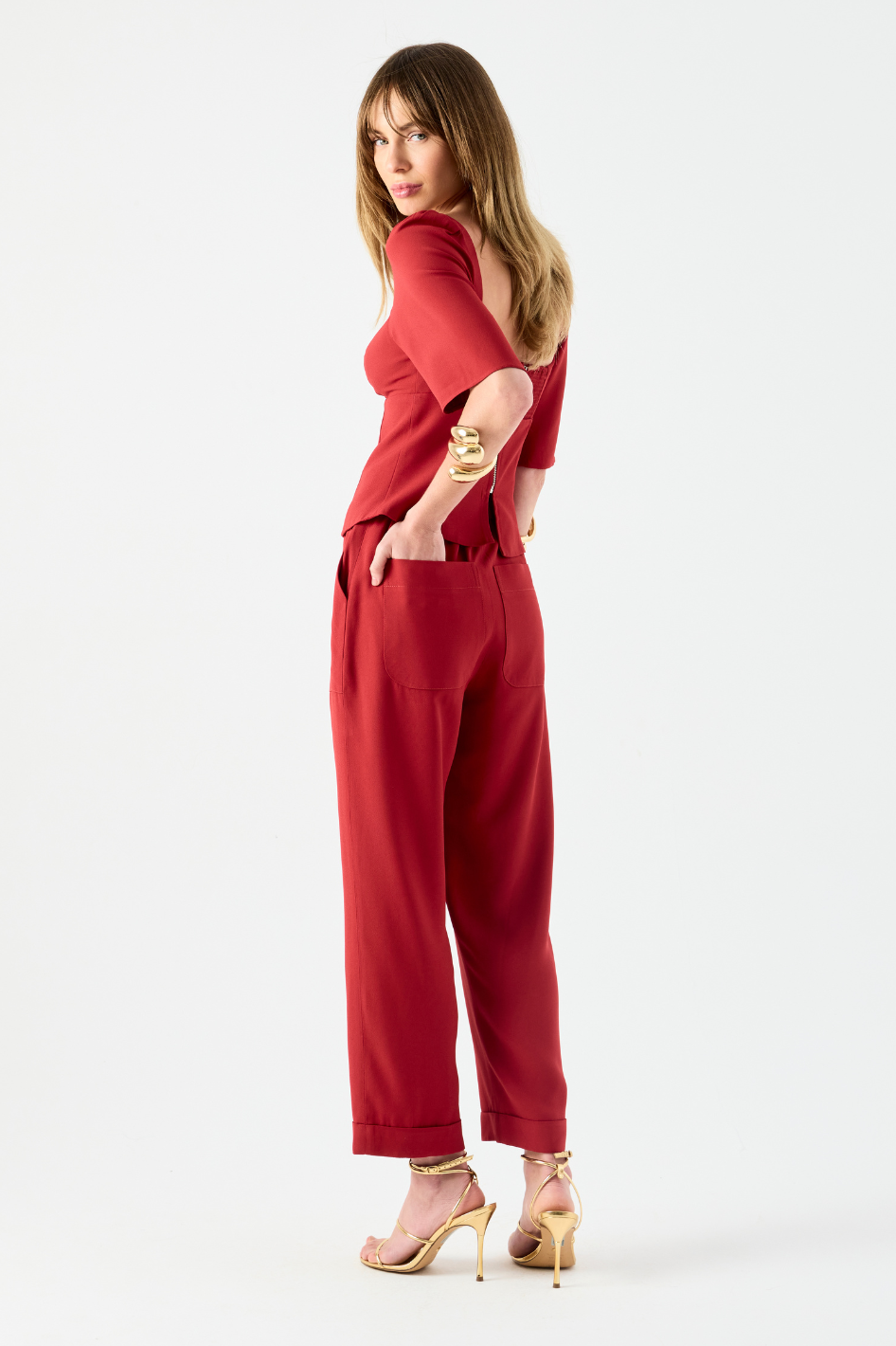 Calça de Alfaiataria Vermelho Cereja Ella