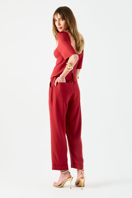 Calça de Alfaiataria Vermelho Cereja Ella