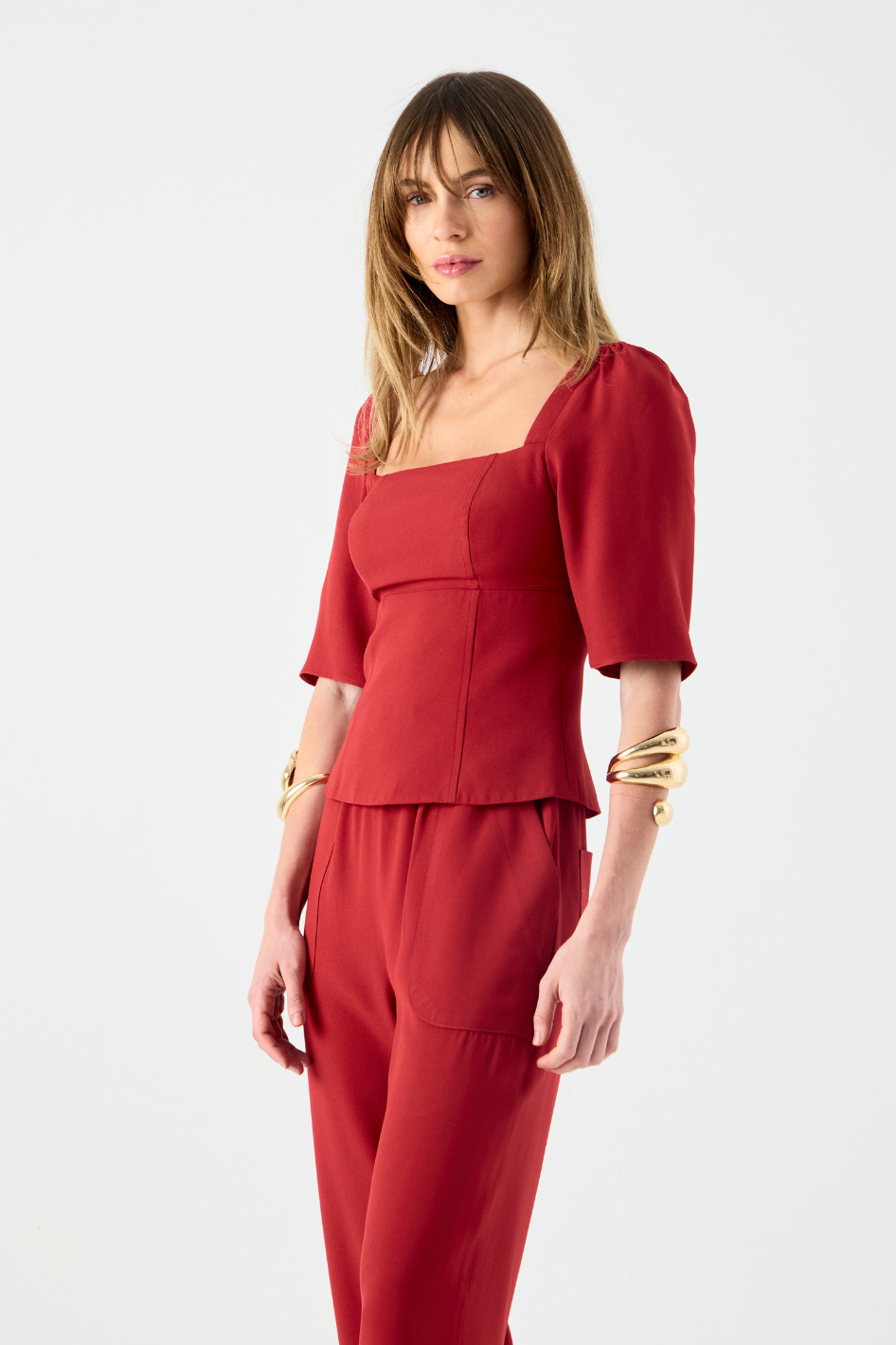 Calça de Alfaiataria Vermelho Cereja Ella