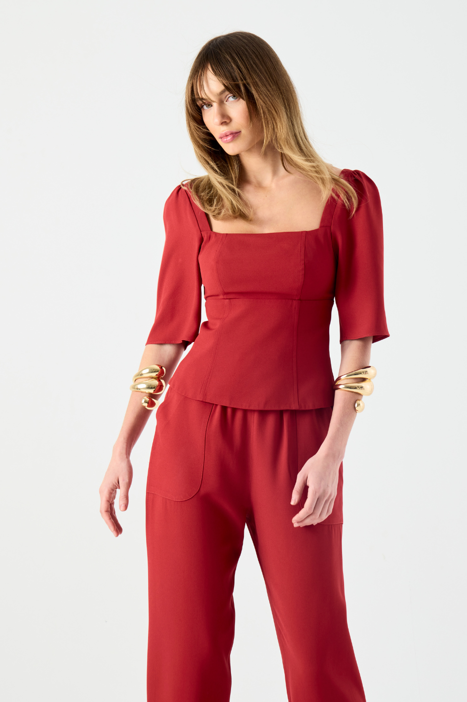 Calça de Alfaiataria Vermelho Cereja Ella