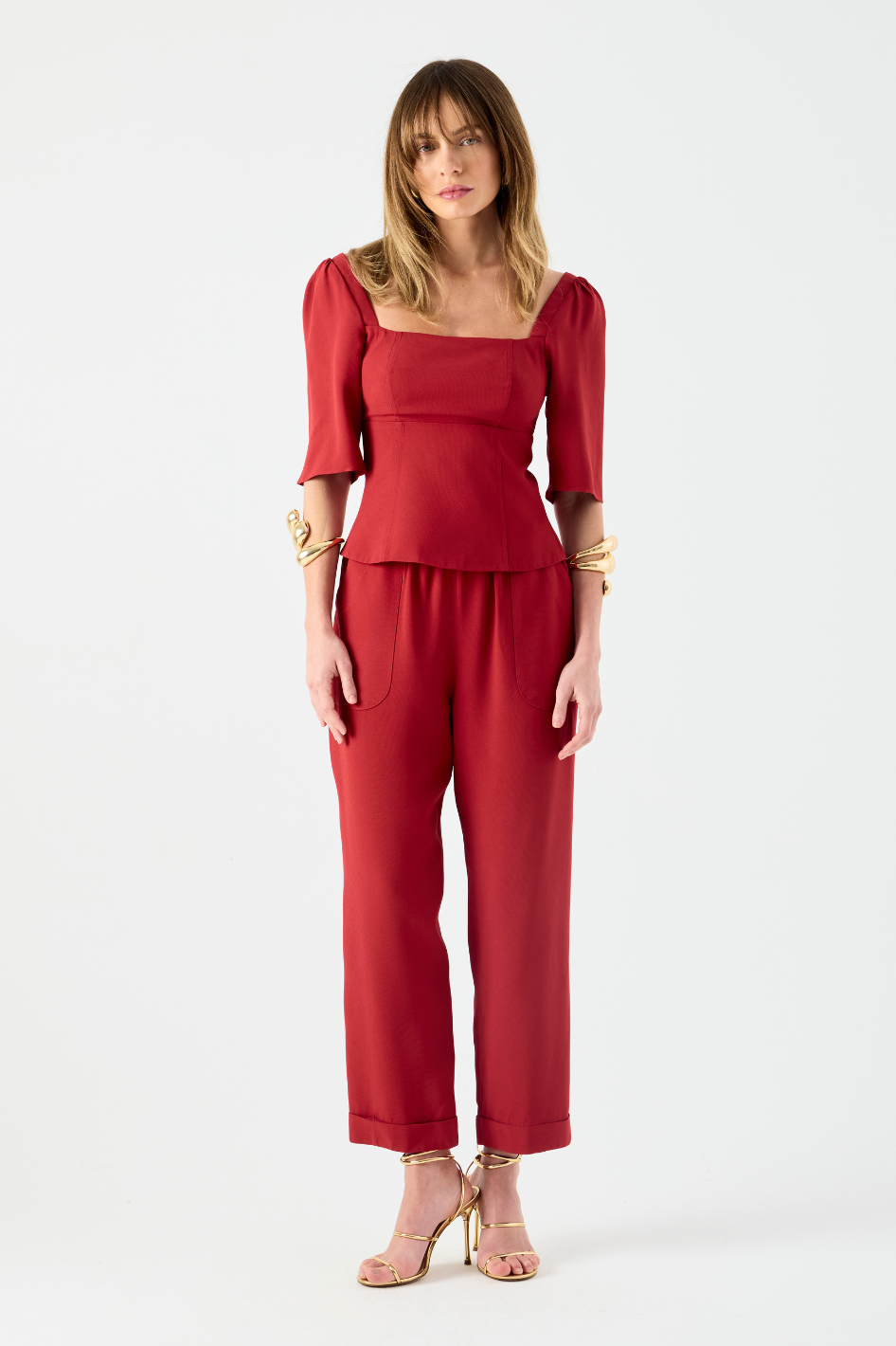 Calça de Alfaiataria Vermelho Cereja Ella