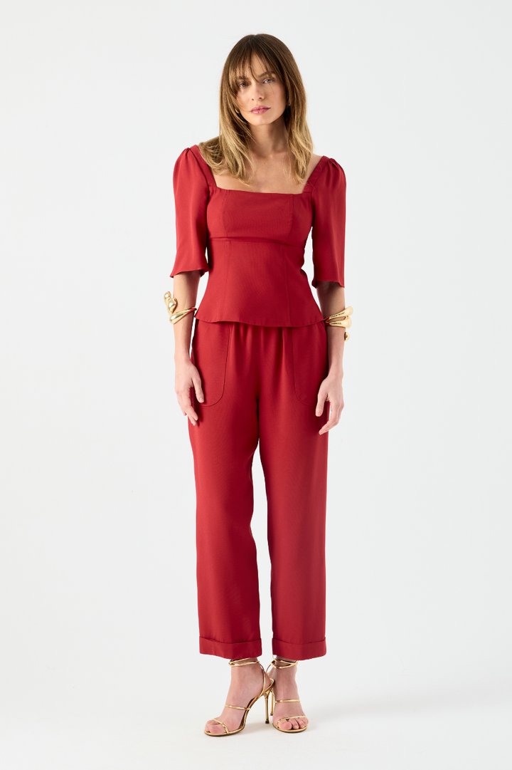 Calça de Alfaiataria Vermelho Cereja Ella