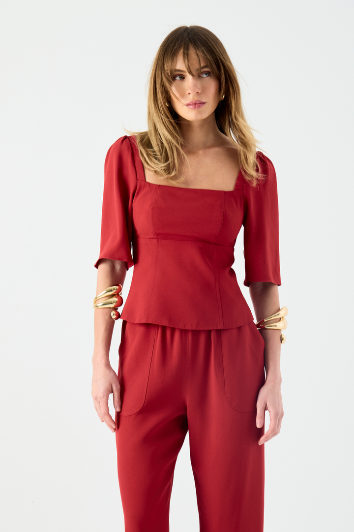 Calça de Alfaiataria Vermelho Cereja Ella