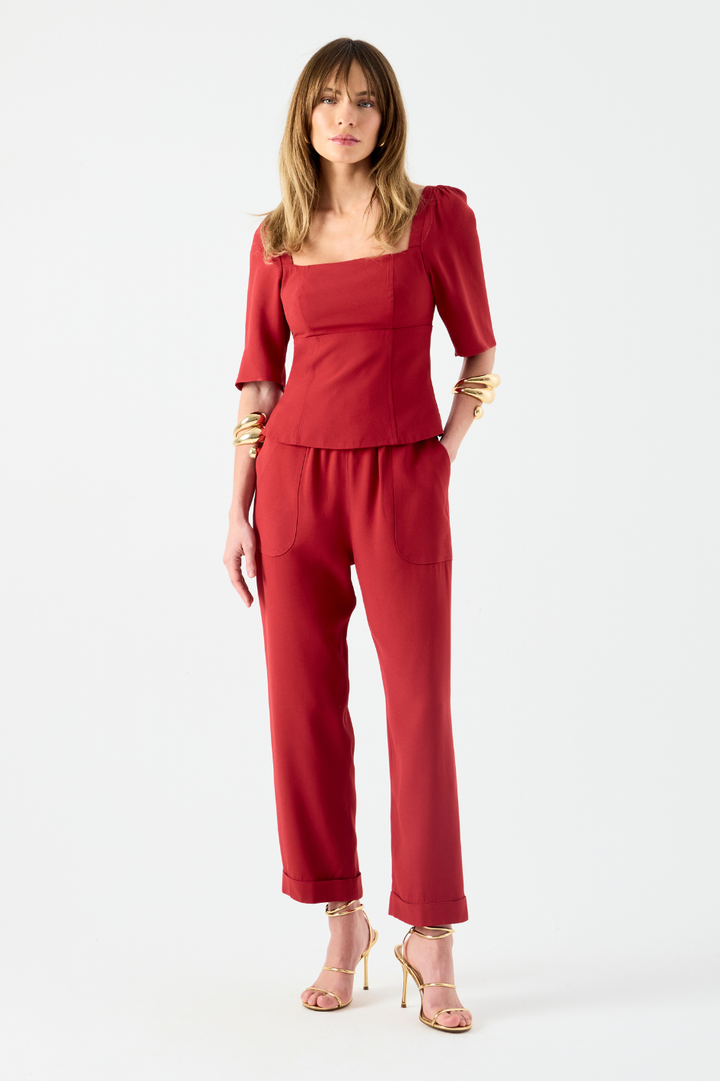 Calça de Alfaiataria Vermelho Cereja Ella