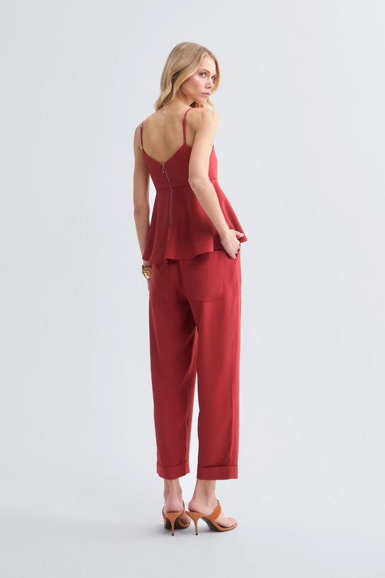 Calça de Alfaiataria Vermelho Falu Ella