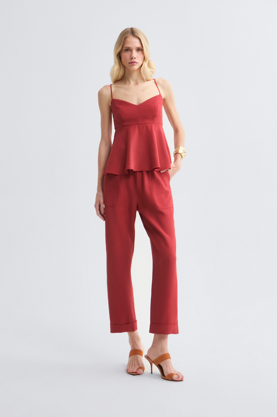 Calça de Alfaiataria Vermelho Falu Ella