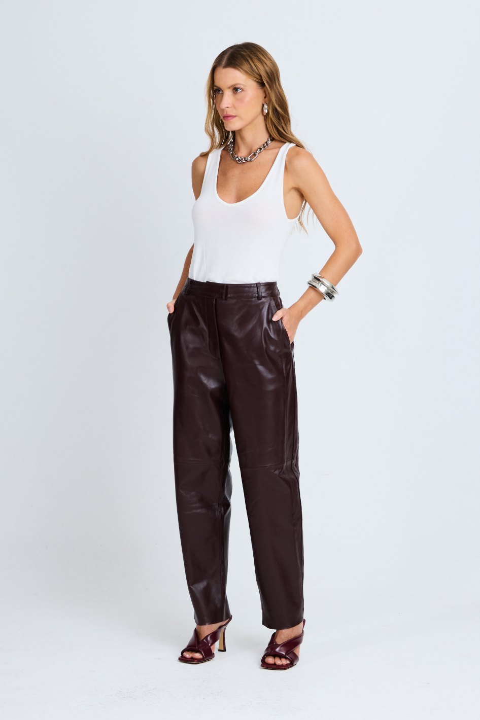 Calça de Couro Luara Wine